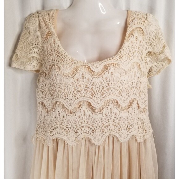 Women's Dress Cottage Core Lace & Chiffon Pleated Party Event Love 21 Medium - Picture 3 of 5